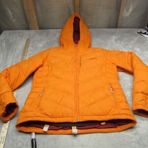 Patagonia Rubicon Down Jacket Women Large Orange Quilted Insulated Zip Puffer